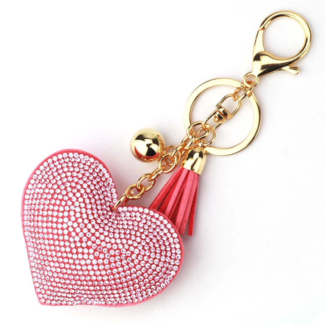 Rhinestone Heart Finger Keychain Bling Crystal Strap Pendant for Key Keychain Handbag Wallet Key Accessories Gift for Women Pi-Mart
