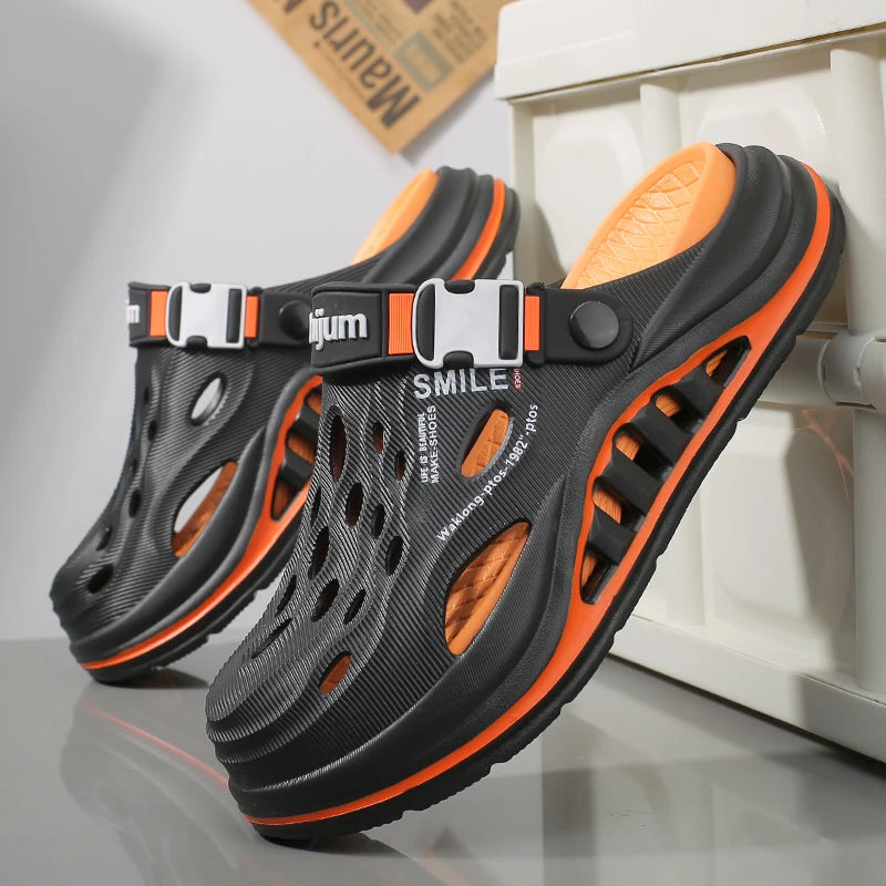 2026 New Men's Holes oes Summer Thi Bot Anti-Slip Driving Beach Slippers Spor Casual EVA Injection Moulding Footwear Pi-Mart