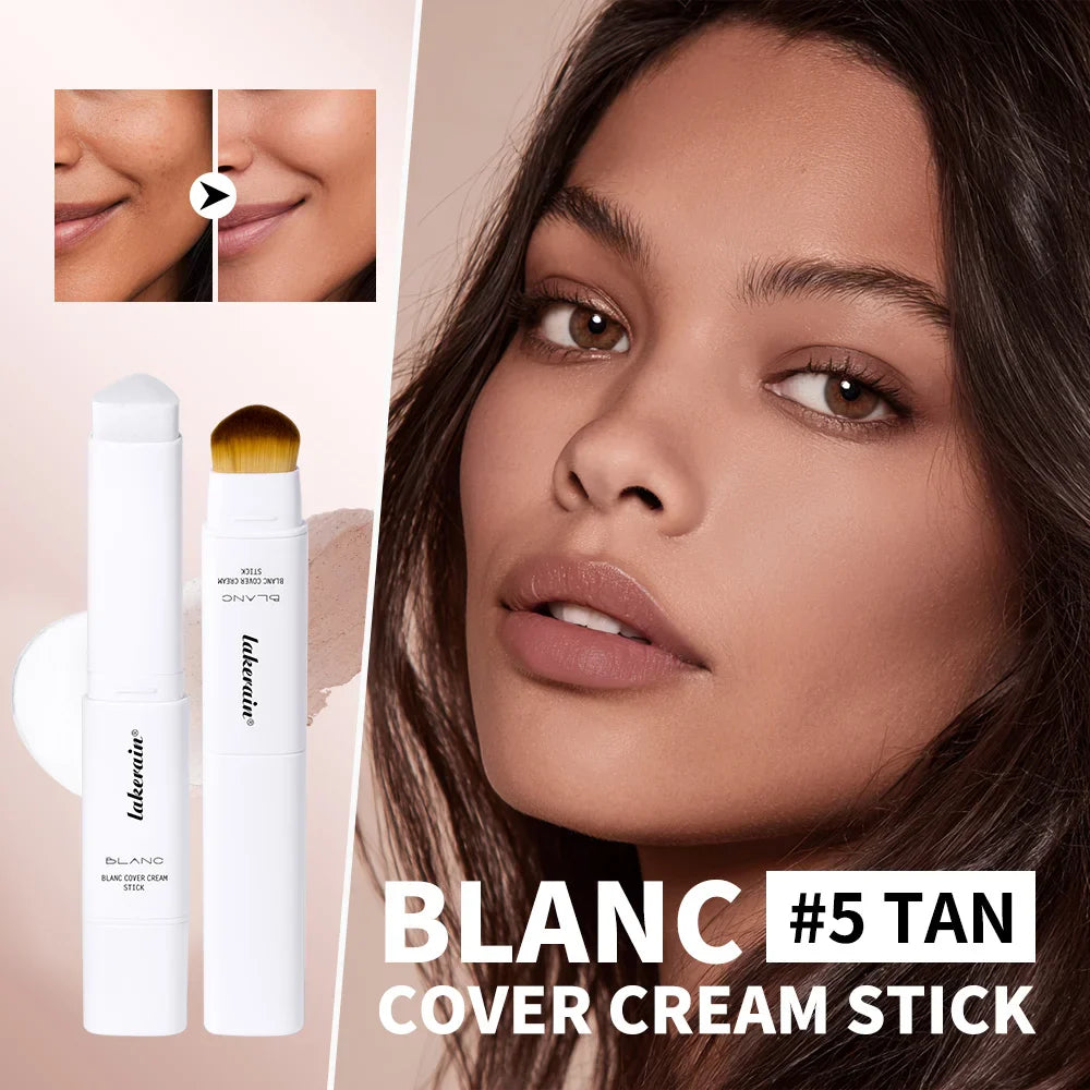 Lakerain Color Changing Foundation Stick Full Coverage Matte Finish Dual-Ended Brush & Stick Waterproof Smooth Foundation Makeup Tri Light Beauty