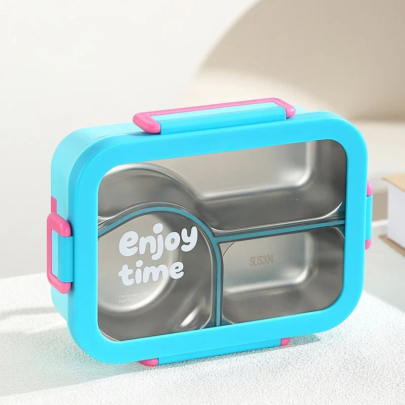 JUSTINLAU 304 Stainless Steel Lunch Box Compartment Leak-proof Student Office Workers Bento Box with Tableware Food Container LadyShow.Store