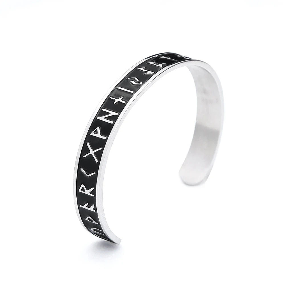 Vintage Nordic Vikings Rune Simple Bracelet For Men Women 316L Stainless Steel Fashion Opening Cuff Bangles Amulet Jewelry Gifts Pi-Mart