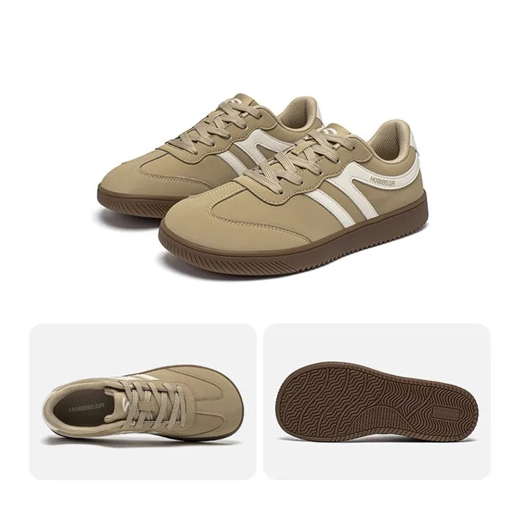 HOBIBEAR Unisex Wide Toe Shoes Artificial Leather Sneakers Casual Lace Up Retro Fashion Shoes for Women Men Pi-Mart