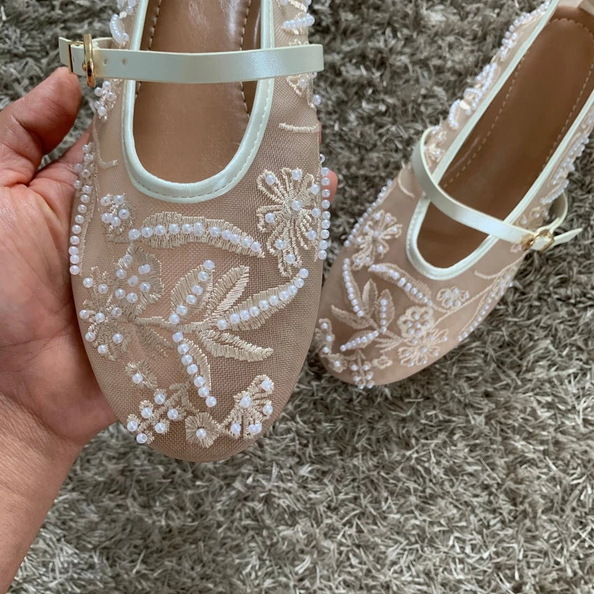 Mesh Embroidery String Bead Design Women Ballet Flats Fashion Buckle Breathable Mary Jane Shoe Comfort Low Heel Soft Flat Sandal LadyShow.Store