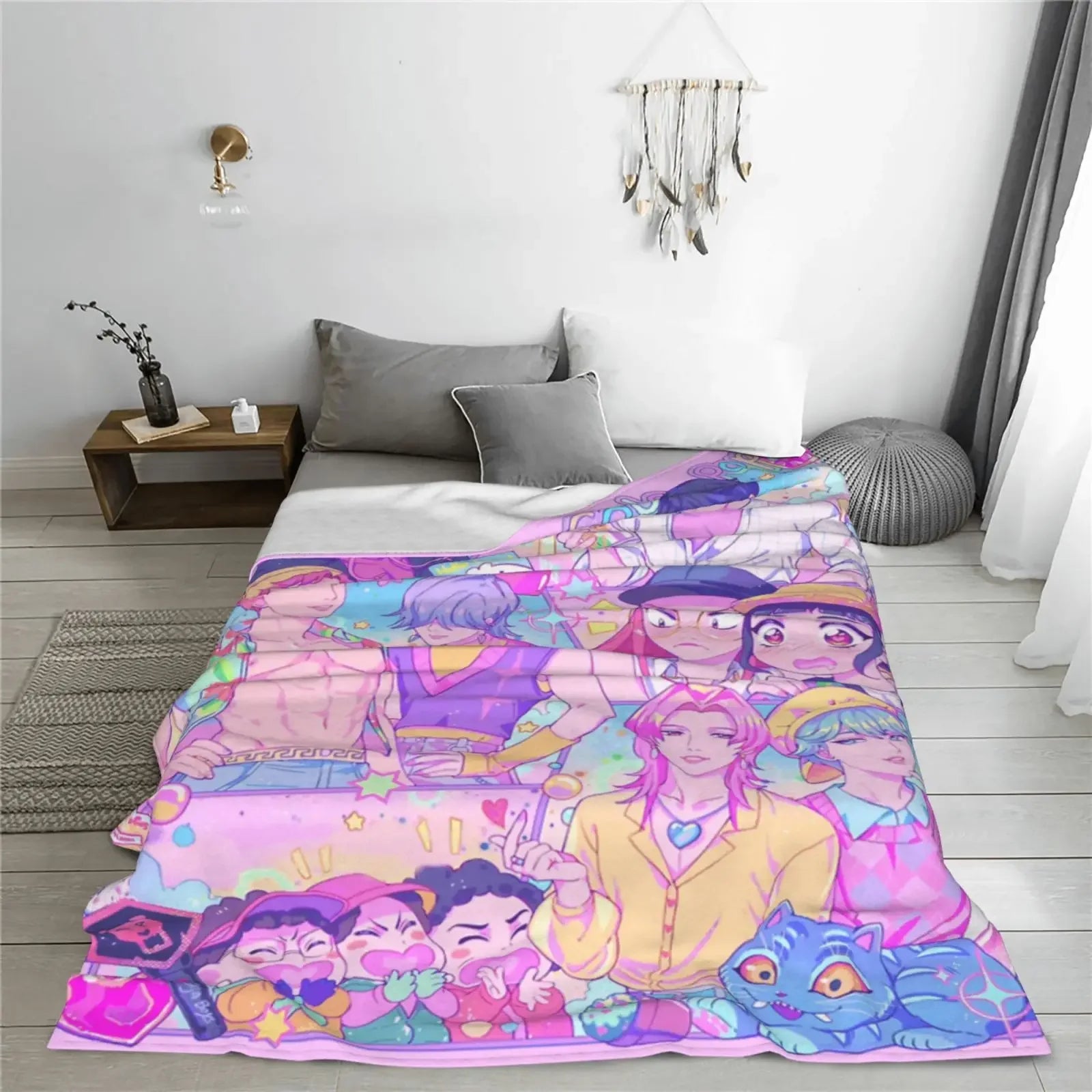 K-Pop Group Demon Hunters Cozy Super Soft Flannel Blanket, Lovely Anime Character Warm Throw Blanket For Living Room,Home Decor Pi-Mart