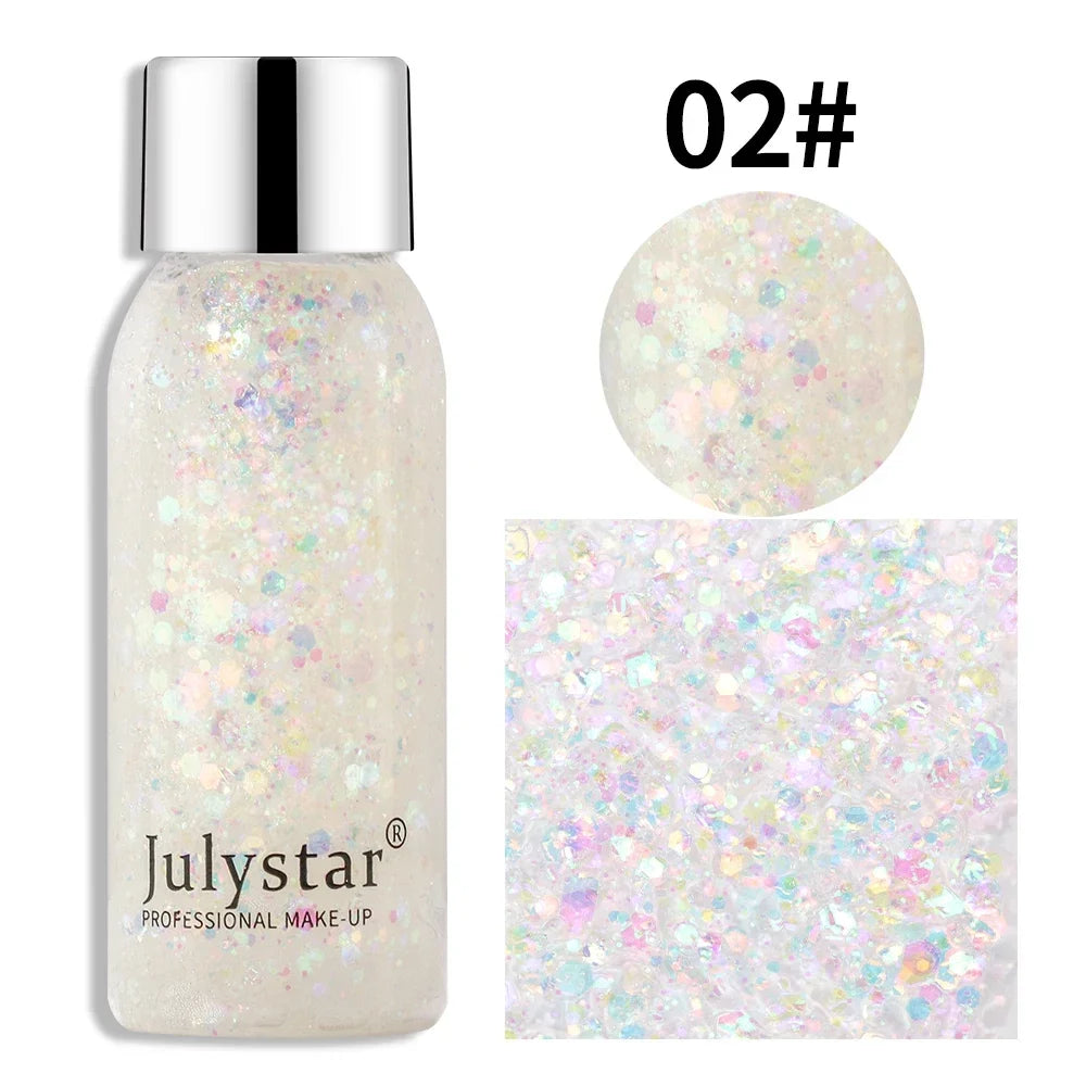 Glitter Eye Shadow Liquid Face Body Sequins Gel Long-Lasting Liquid Face Shimmer Multicolor For Party Music Festival Makeup 30ML Tri Light Beauty