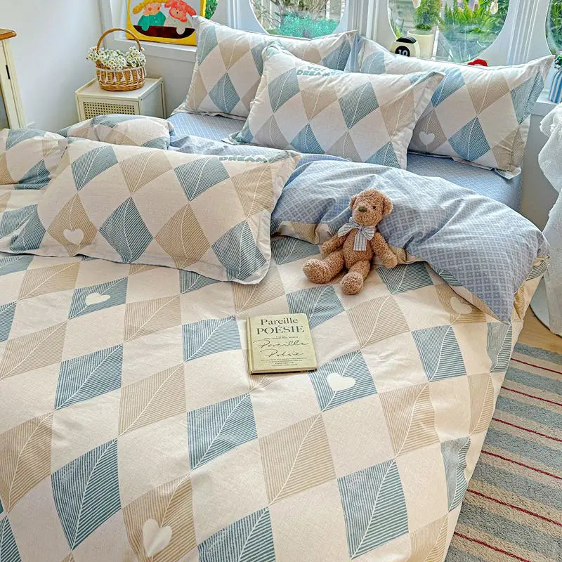 100% Cotton Bedding Set Duvet Set, Quilt Cover Pillow Sham, Wrinkle Free Machine Washable, All Season Comfort 240x220 Pi-Mart