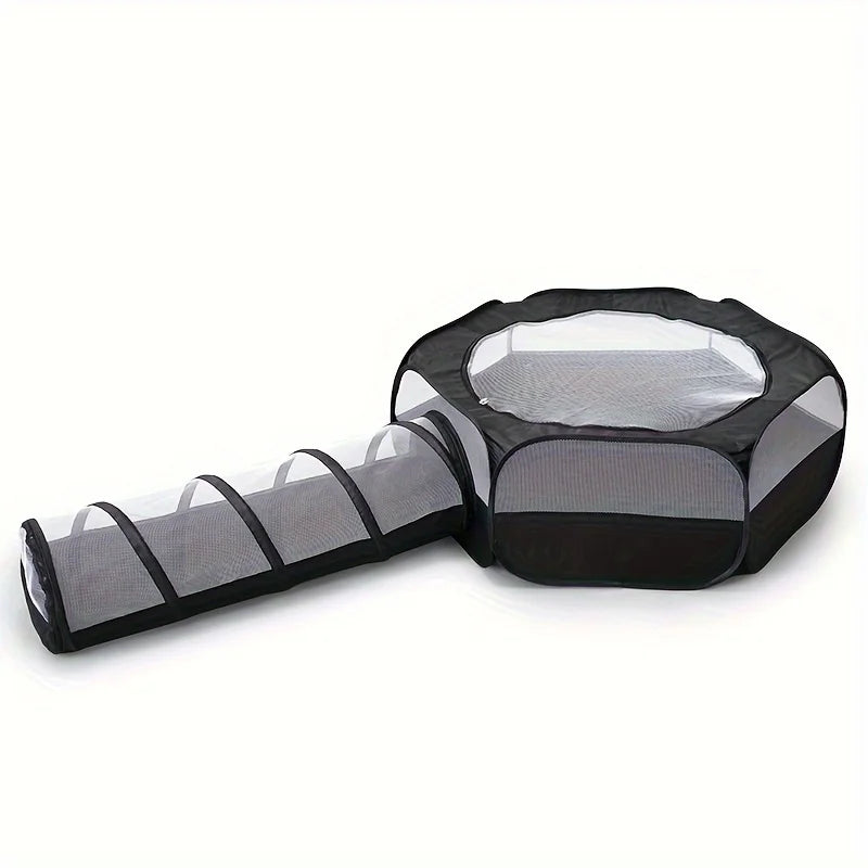 2-Piece Cat Tunnel & Play Mat Set - Foldable, Interactive Pet Toy ForCats And Dogs - Durable Polyester Pi-Mart