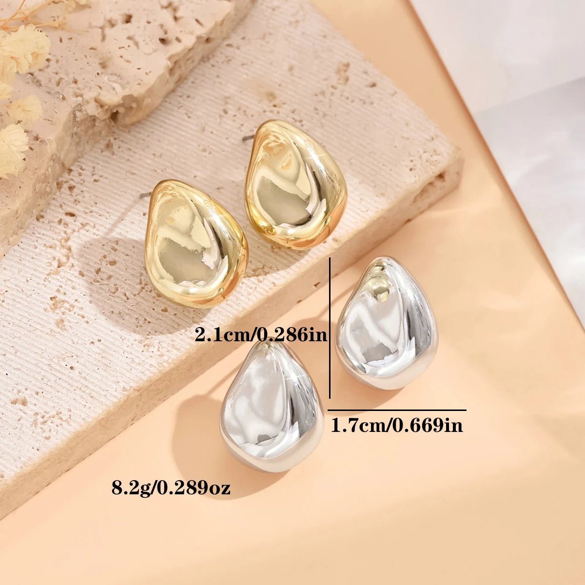 серьги Geometric Irregular Metallic Color Earrings for Women 2024 Minimalist Style Personality Earrings Trendy Jewelry Gift Pi-Mart