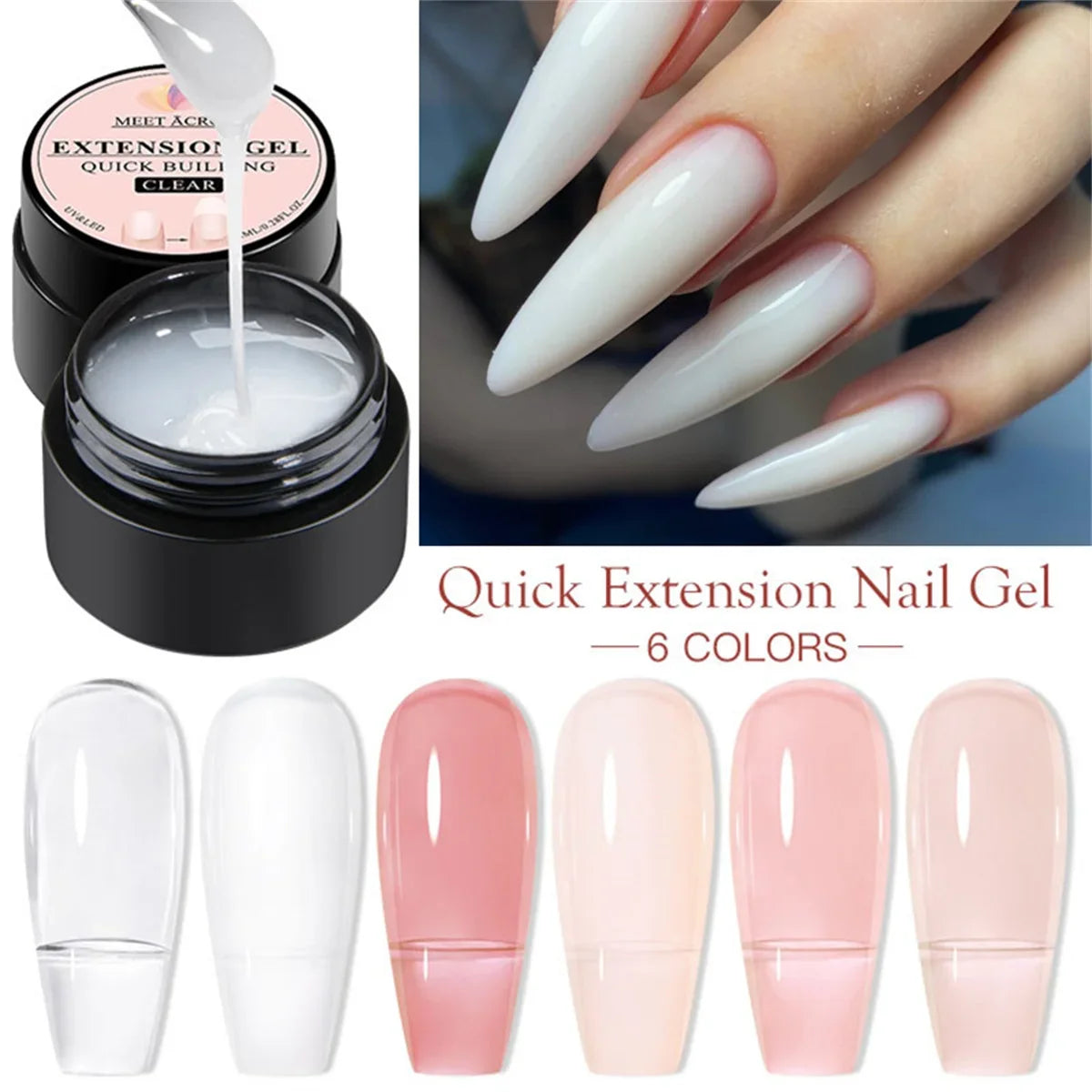 8ml Nude Pink White Quick Extension Gel Nail Polish Vernis Semi Permanent UV Construction Gel For Nail Extensions Nail Supplies Tri Light Beauty