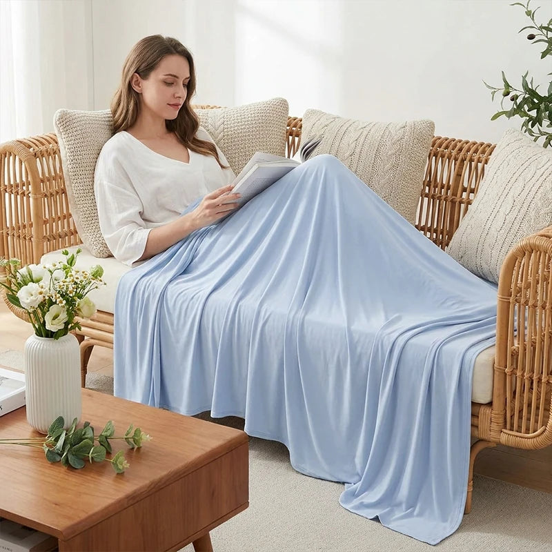 Summer Blanket Ice Silk Cooling Blanket Lightweight Breathable Air Condition Cooling Quilt Skin-friendly Duvet Comforter Pi-Mart