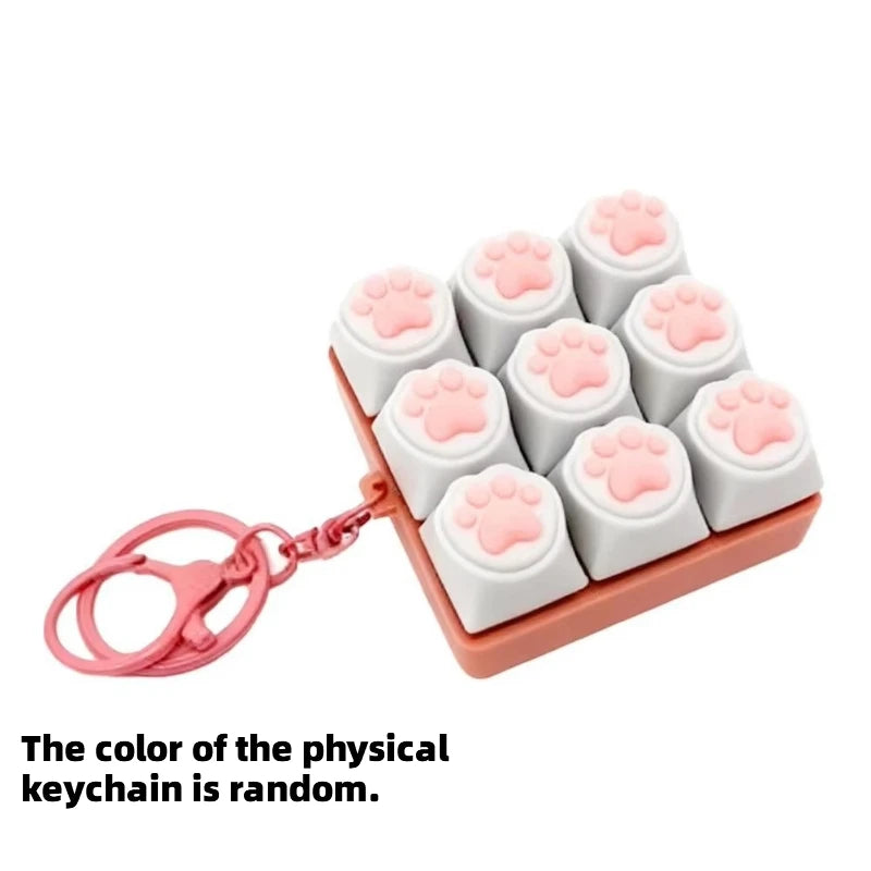 Cute Cat Claw Keychain 9 Keys Keyboard Decompression Keyboard DIY Keyboard Keychain For Adult Gifts Pi-Mart