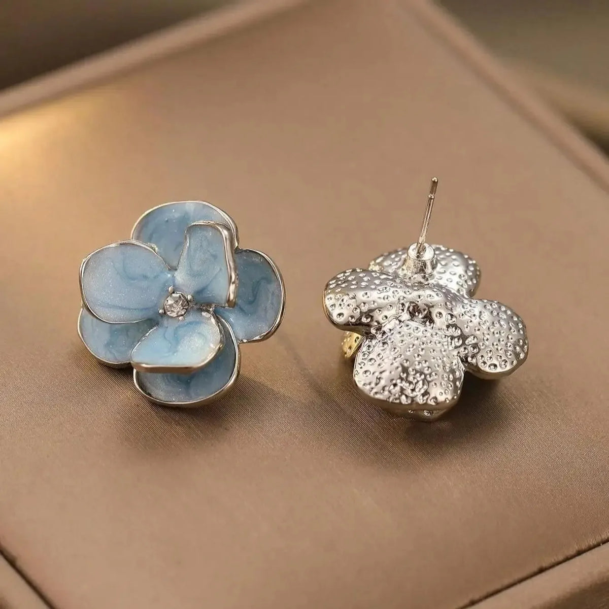 New Fashion Sweet Design Spring/Summer Blue Pink Enamel Flower Light Luxury High End Earrings Party Gifts for Women Jewelry Pi-Mart