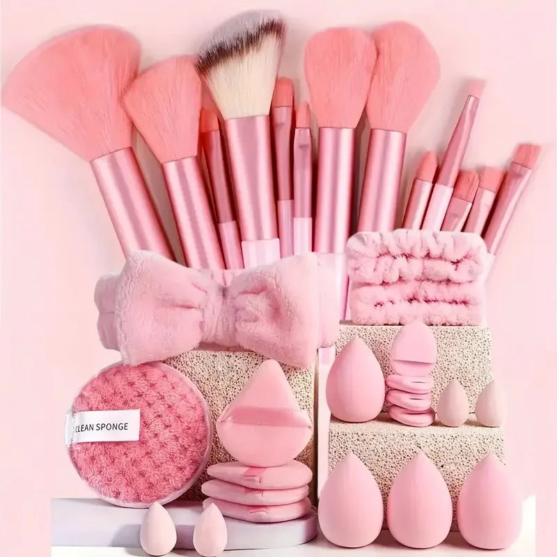 13/33pcs Professional Makeup Brush Set with Accessories for Combination Skin- Featuring Soft Brushes，Suitable for Beginners Tri Light Beauty