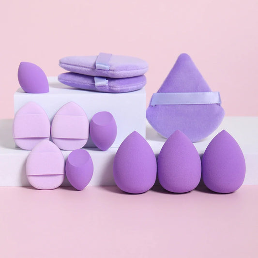12-Piece All-Purpose Makeup Sponge Set, Made of 3 Loose Powder Puffs, 3 Mini Air Cushion Puffs, 3 Beauty Eggs and 3 Mini Beauty LadyShow.Store