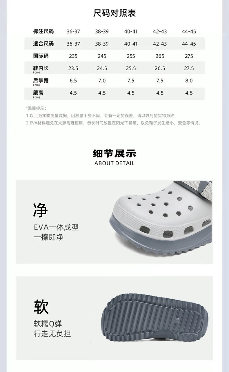 Casual Clogs Men 2026 New Trendy Summer Beach Sandals for Men Thick-bottom EVA Garden Shoes Closed-toe Fashion Slippers for Men Pi-Mart