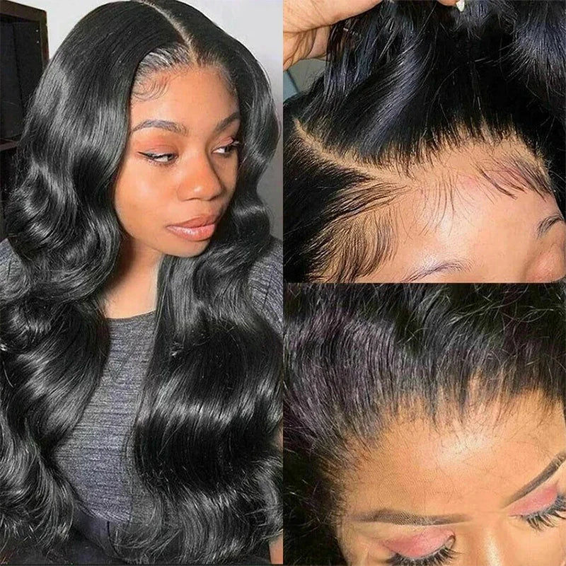 180-220% Density 16-40 Inch Natural Black 13x6 13x4 HD Transparent Lace Front Wigs Human Hair Body Wave Water Wave Brazilian Transparent Lace Frontal Wig For Women Human Hair Black Wigs Pre-Plucked Prebleached  Promotional Sale Suitable Parties Gatherings LadyShow.Store