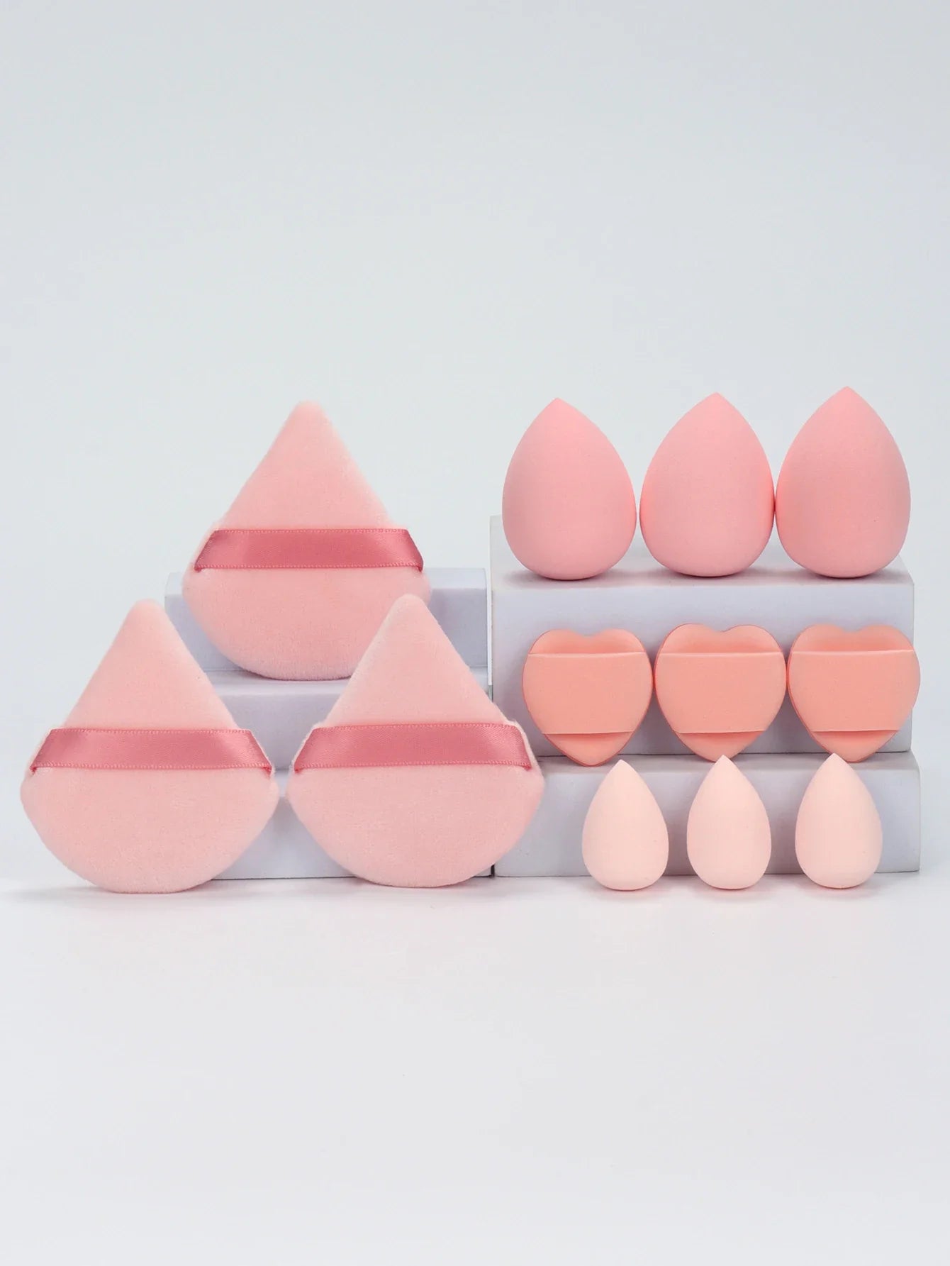 12-Piece All-Purpose Makeup Sponge Set, Made of 3 Loose Powder Puffs, 3 Mini Air Cushion Puffs, 3 Beauty Eggs and 3 Mini Beauty LadyShow.Store