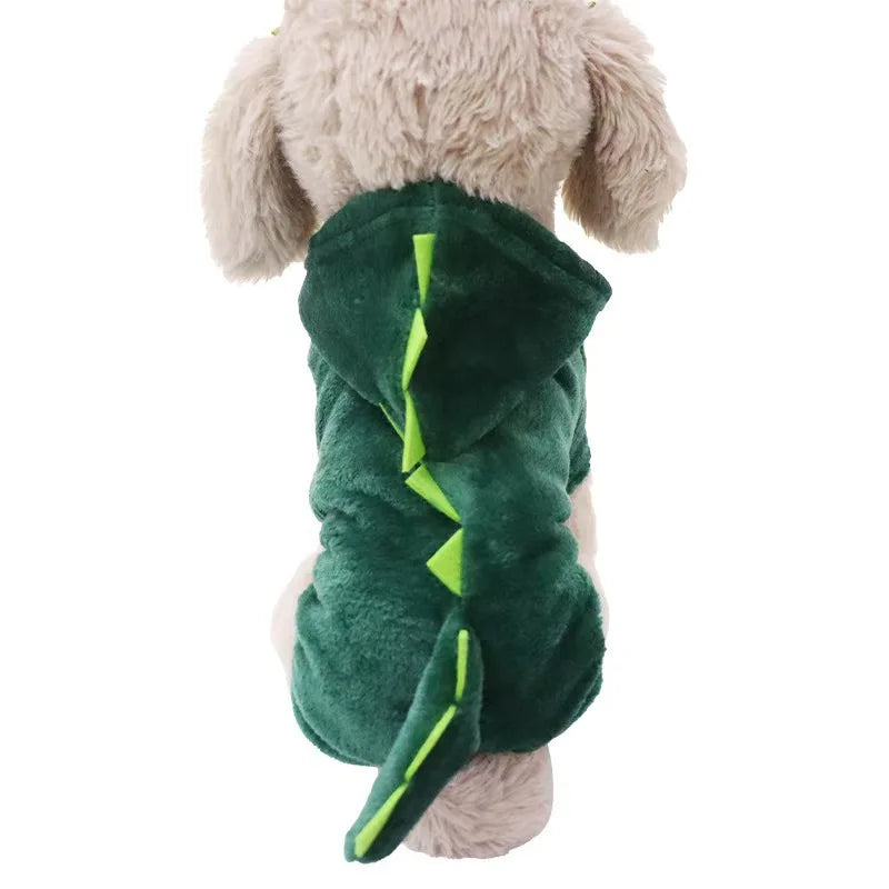 Cozy Dinosaur Cat Clothing Set Plush Lined Soft and Lightweight For Small Pets Costume Party and Outdoor Use Autumn Winter Wear LadyShow.Store