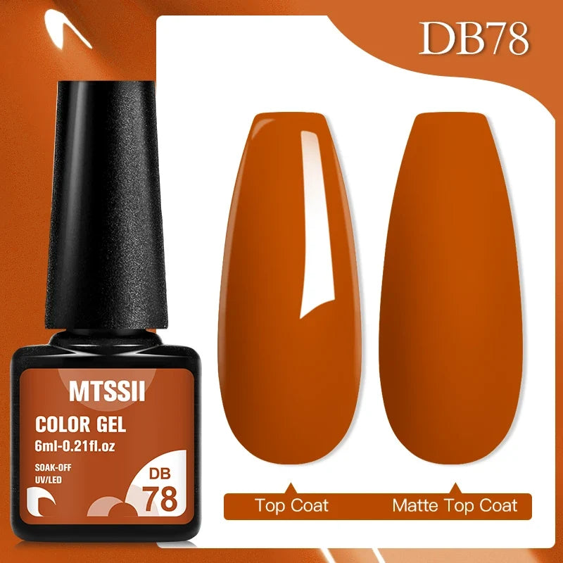 Mtssii 6ML Chocolate Color Gel Nail Polish Brown Semi Permanent UV Gel Autumn Winter Popular Soak Off Nail Art Gel Varnishes Tri Light Beauty