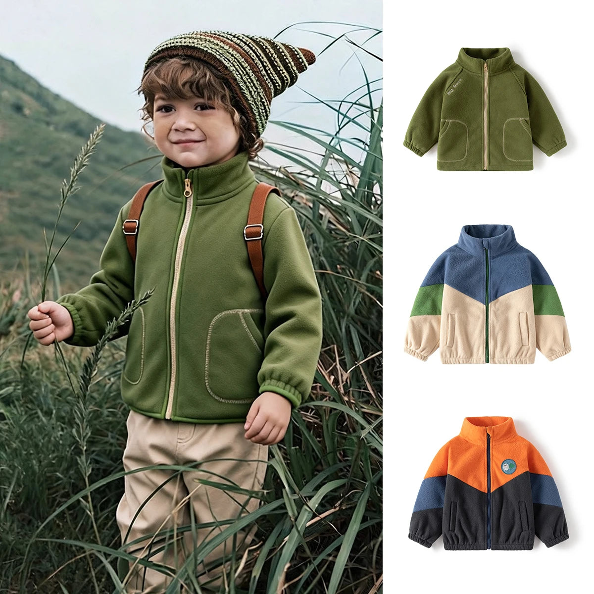 Ircomll New Children Boys Polar Fleece Jacket Autumn Winter Kids Coat Causal Toddler Stand Collar Zipper Outwear Boys Clothing Pi-Mart
