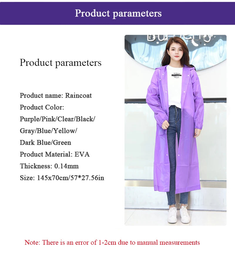 Raincoat Women Men Impermeable Thickened Waterproof Raincoat Tourism Outdoor Hiking Rain Poncho Raincoat Hooded Rain Coat Pi-Mart
