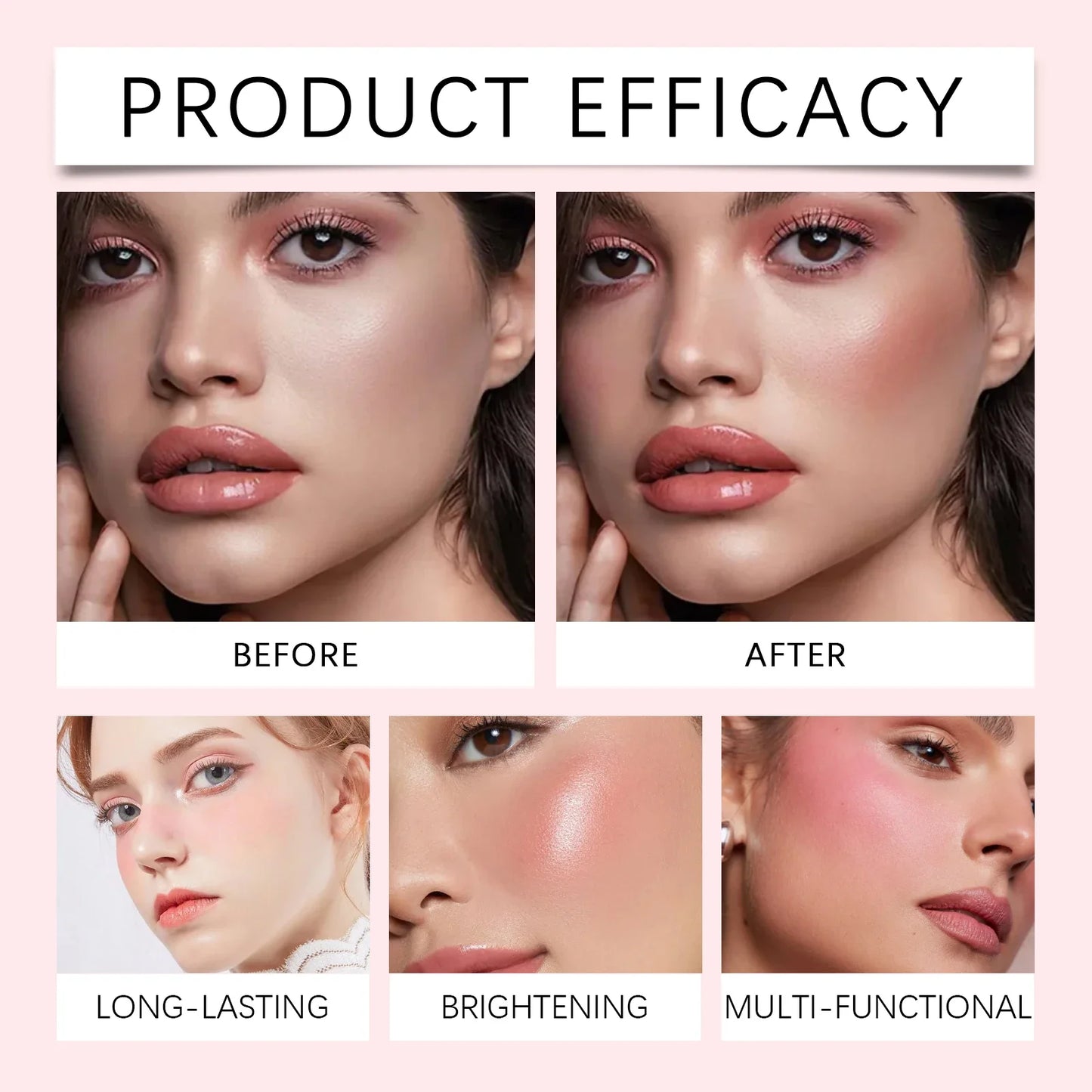 Peach Pink Plush Brush Liquid Blush Cheek Cream Smooth Long Lasting Velvet Matte Nude Apricot Orange Blusher Easy To Wear Tri Light Beauty