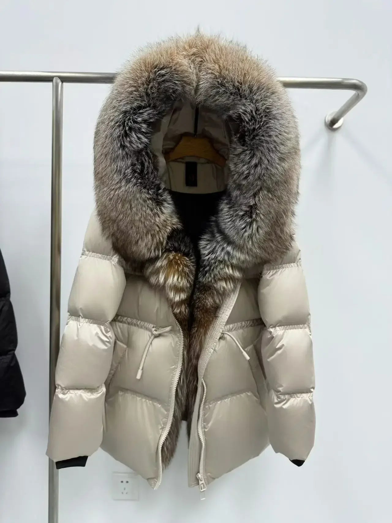 Fox Fur Jacket Women Loose Hooded White Goose Down Coat Female New Autumn Winter Thick Warm Natural Real Fur Puffer Jacket Lady LadyShow.Store