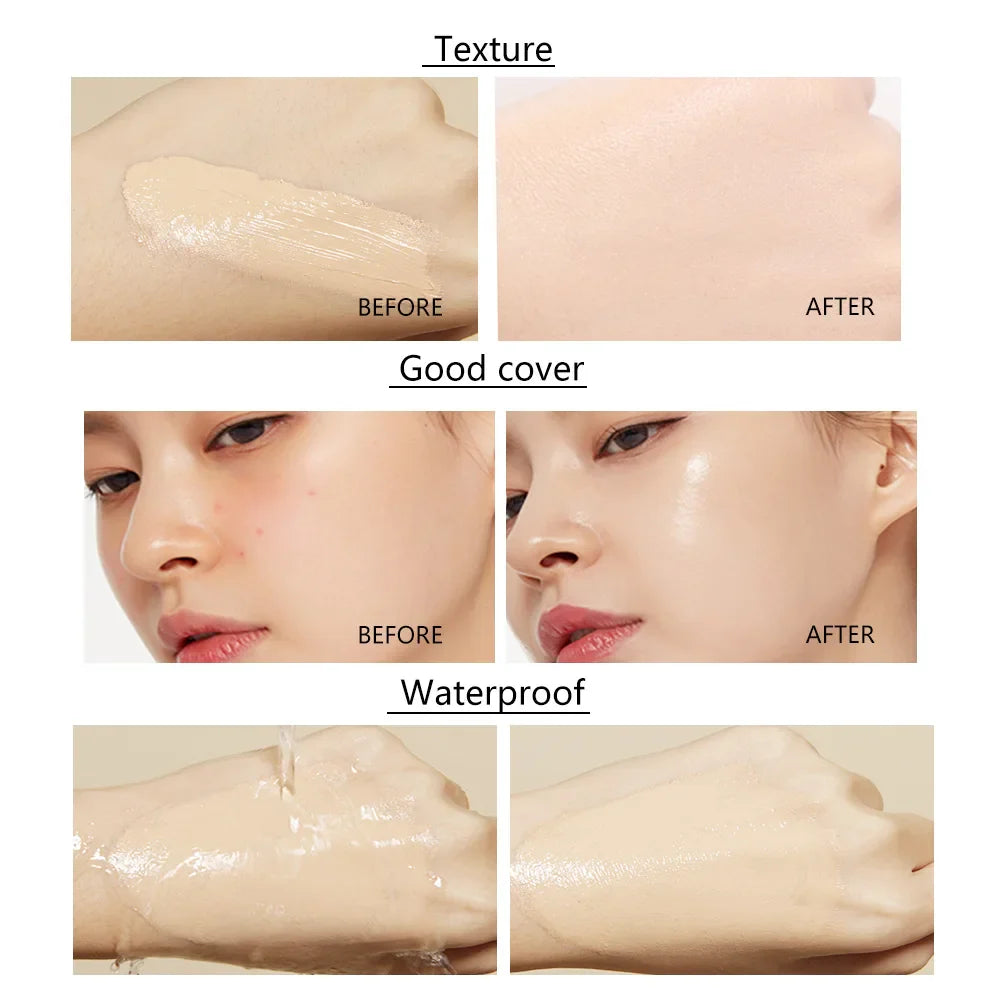 Liquid foundation naturally covers flaws without sticking powder, plain face cream, transparent foundation, conceals blemishes LadyShow.Store