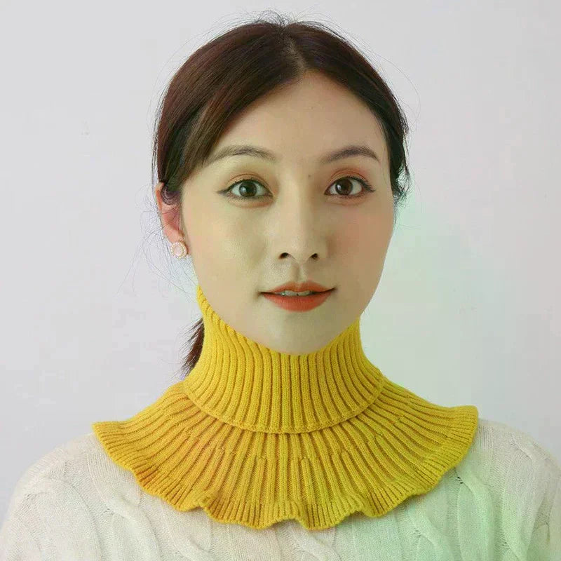 Warm Knitted Fake Collar Women Thicken Turtleneck Ruffles False Collars Detachable Neck Guard Winter Windproof Fake Collar Pi-Mart