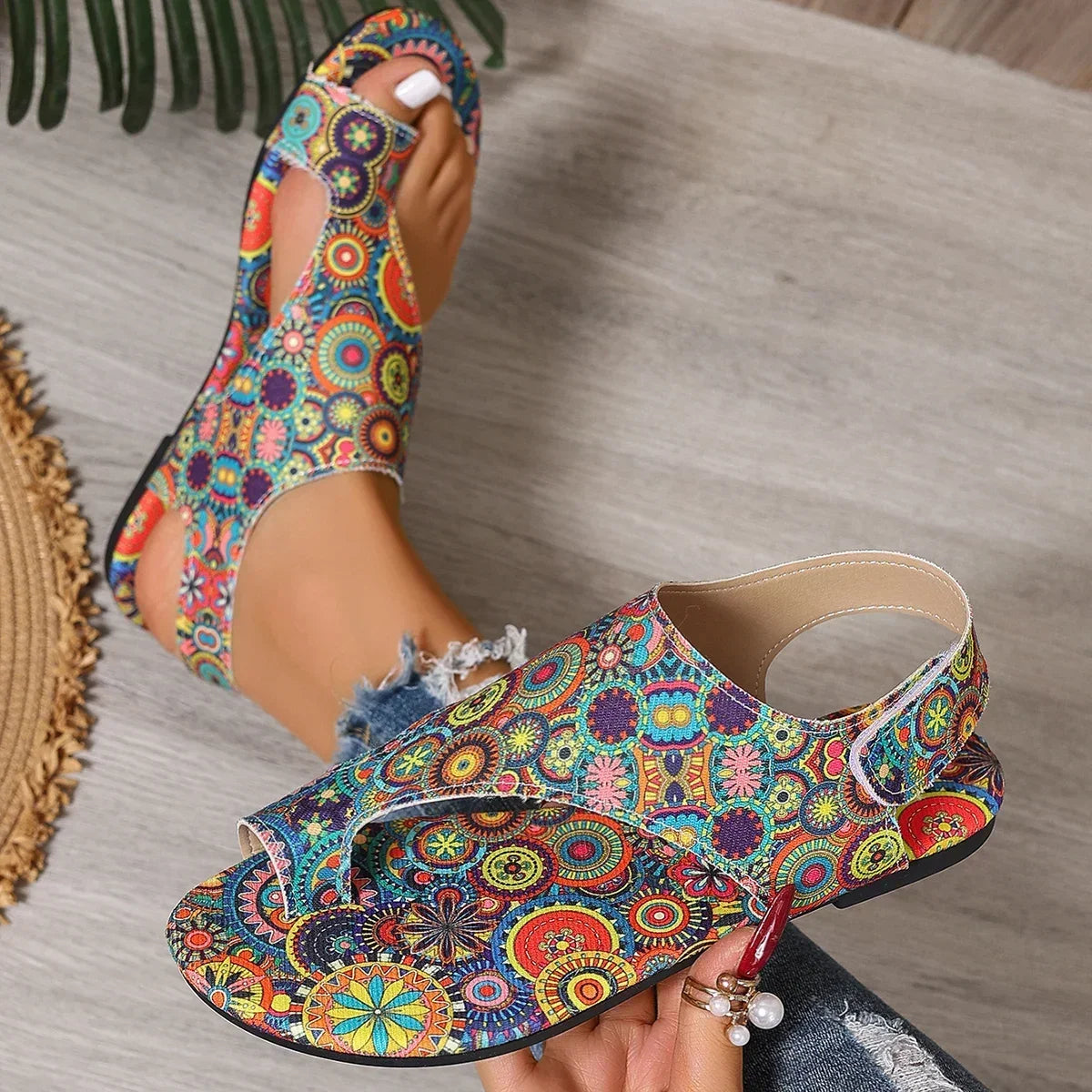 2025 Women Flat Sandals Comfortable Flats Sandals Printed Bohemia Roman Style Shoes for Women Fashion Shoes Sandalias De Mujer LadyShow.Store