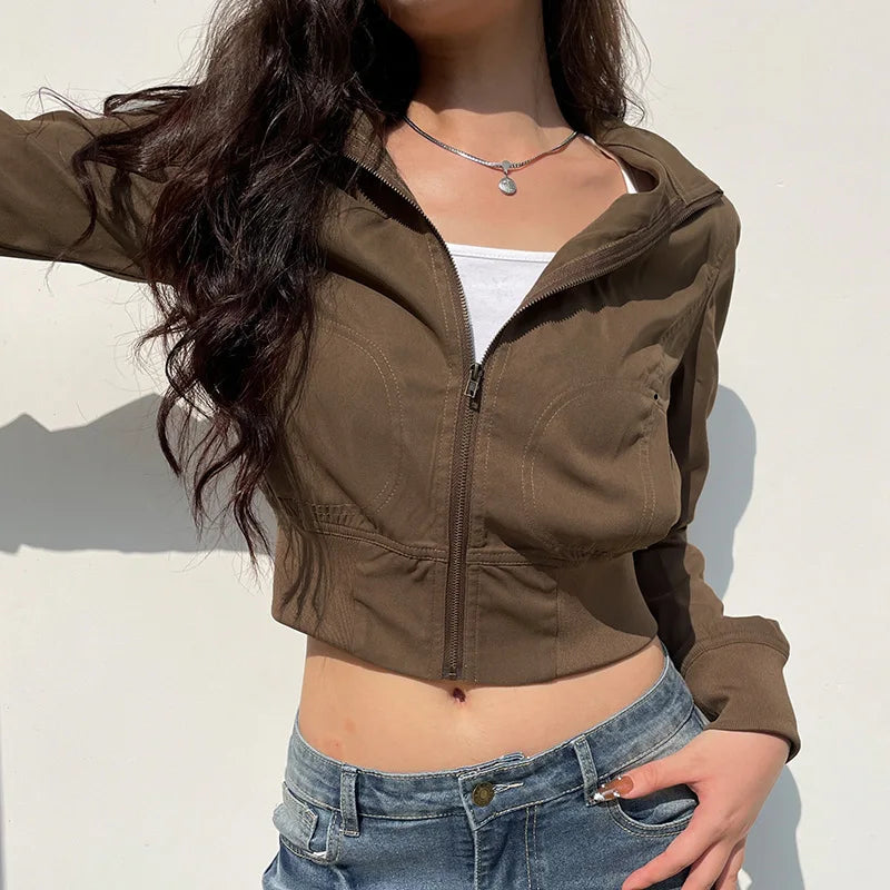 American retro industrial style line segmentation pocket flight staff jacket, versatile autumn and winter explosive jacket LadyShow.Store