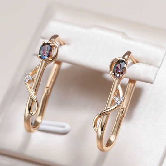 Kinel New 585 Rose Gold Long Earrings Trendy Natural Zircon Earrings Luxury Jewelry 2022 Gifts For Girls'Temperament Accessories Pi-Mart