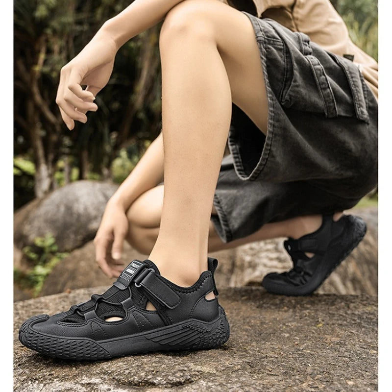 Large Size Sandals for Men, 2026 New Style, Trendy, Versatile, Casual Sports Sandals, Soft-Soled Hollow Beach Shoes for Men Pi-Mart