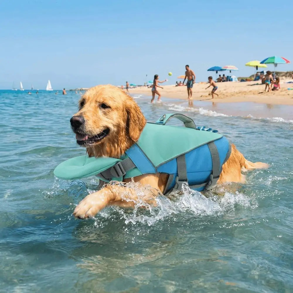 Pet Supplies Reflective Stripes Dog Life Jacket Adjustable Large Buoyancy Safety Vest Breathable Pet Life Vest Water Sports Pi-Mart
