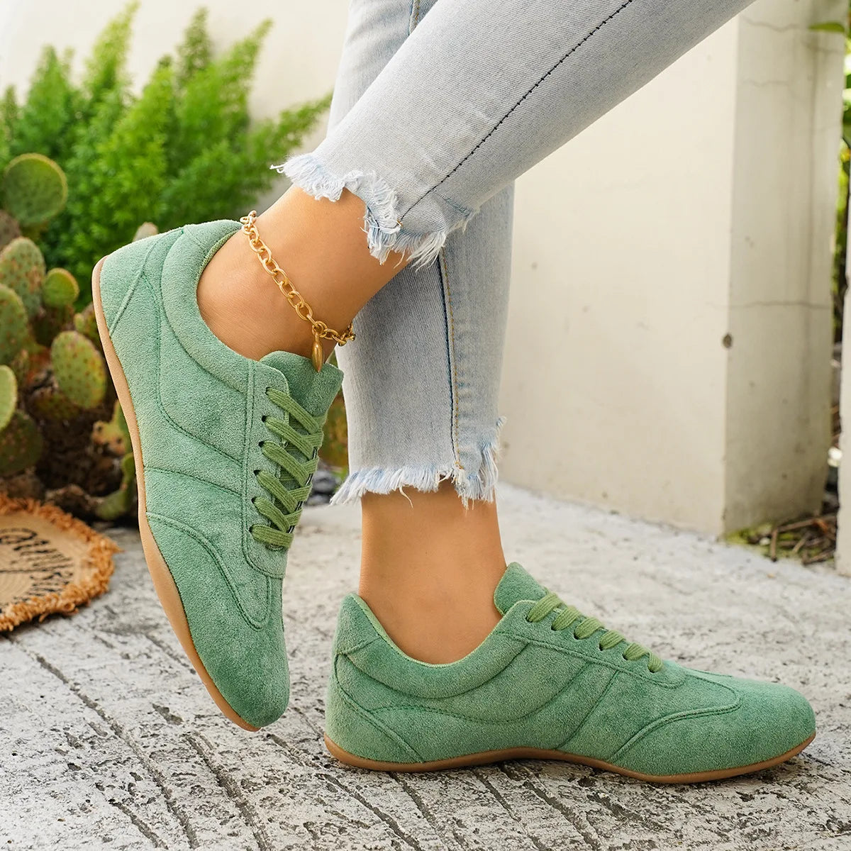 Women's Casual Flat-soled Non-slip Wear-resistant Sport Shoes Spring Autumn Round-toe Soft and Comfortable Women Single Shoes Pi-Mart