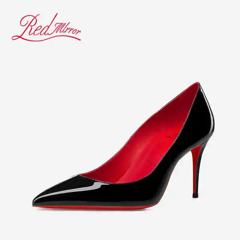 Women Heels Naked Color Women's Elegant High Heel Luxury Black Shoes Woman 2026 Red Shiny Bottoms Pointed Toe Party Ladies Women Pi-Mart