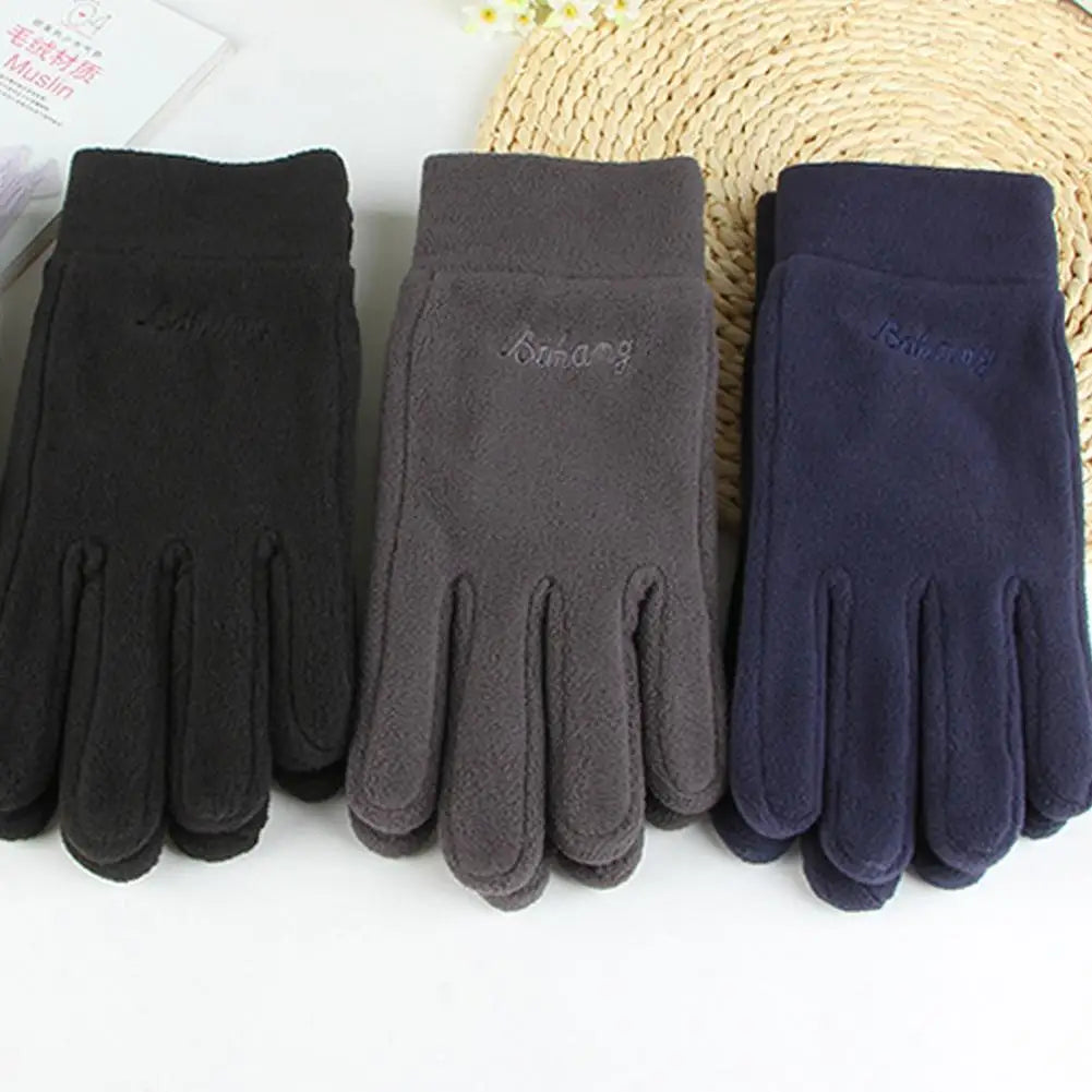 1 Pair Winter Polar Fleece Gloves Men Women Warm Outdoor Cycling Driving Gloves Windproof Non-Slip Soft Thickened Male Gloves Pi-Mart