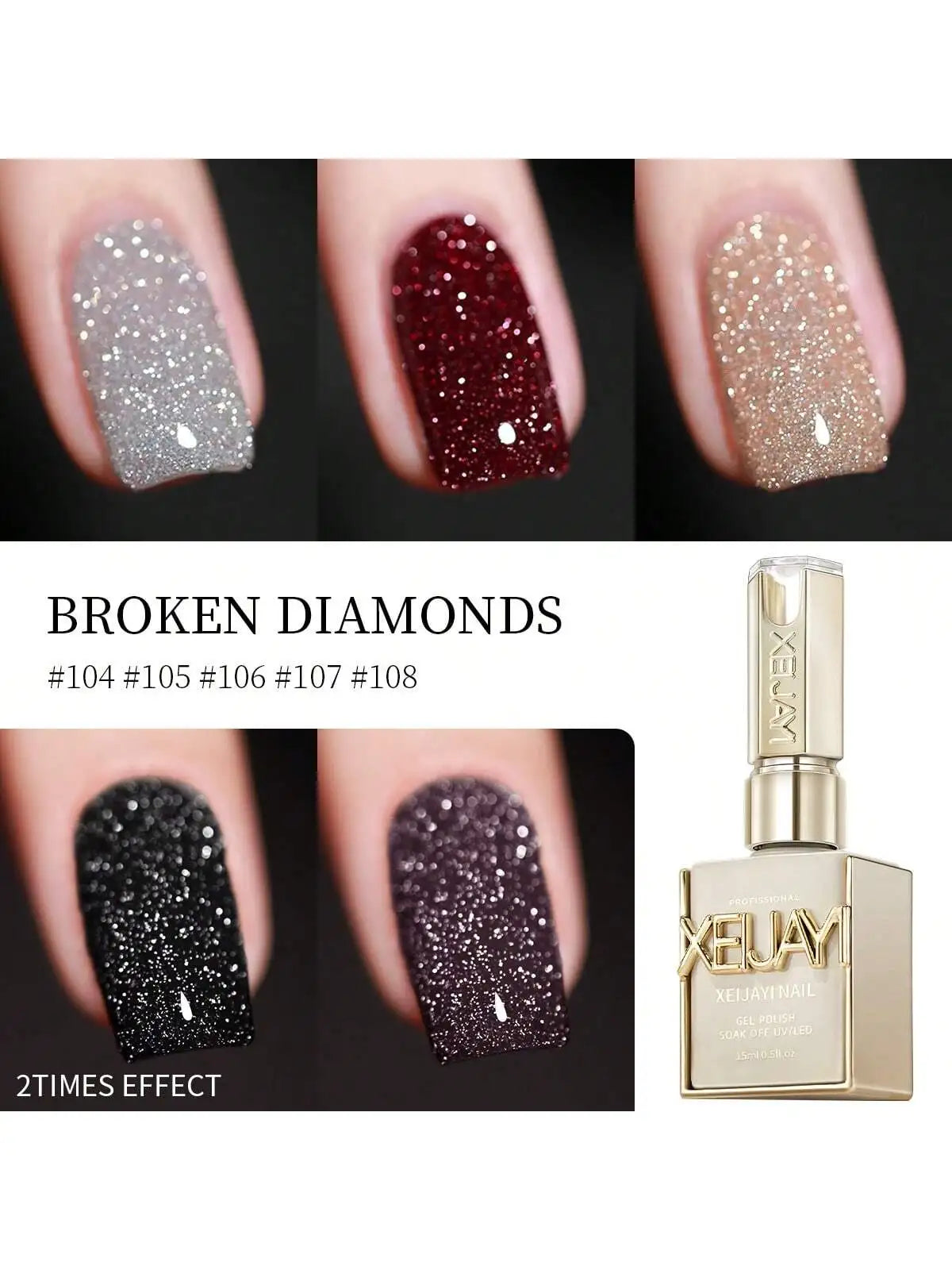 15ml Broken Diamond Halloween Christmas Nails Gel Nail Polish Adhesive Burst Flash Maillard Broken Diamond Adhesive Tri Light Beauty