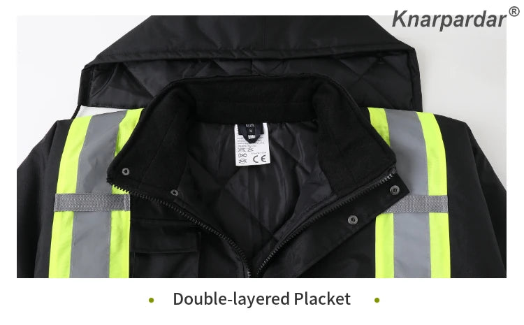 Winter Black Jacket High Visibility Warm Jacket for Men With Customized Logo Waterproof Jacket Reflective Parka Jacket Workwear Pi-Mart