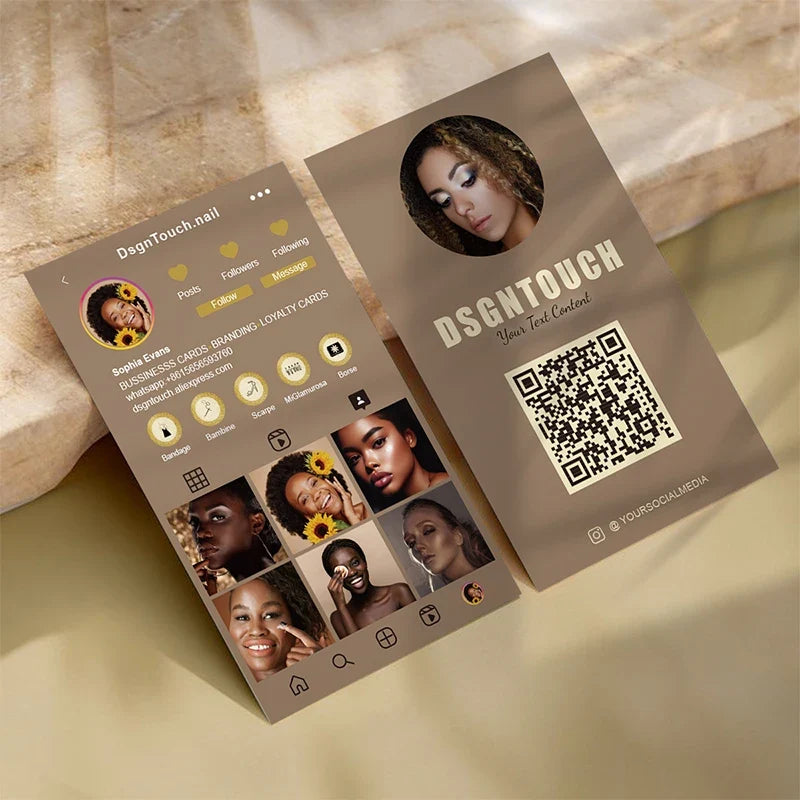 DsgnTouch Instagram Custom QR Card Review Customized Visit Lash Virtual Business Product Cards Beauty Personalized For Business Tri Light Beauty