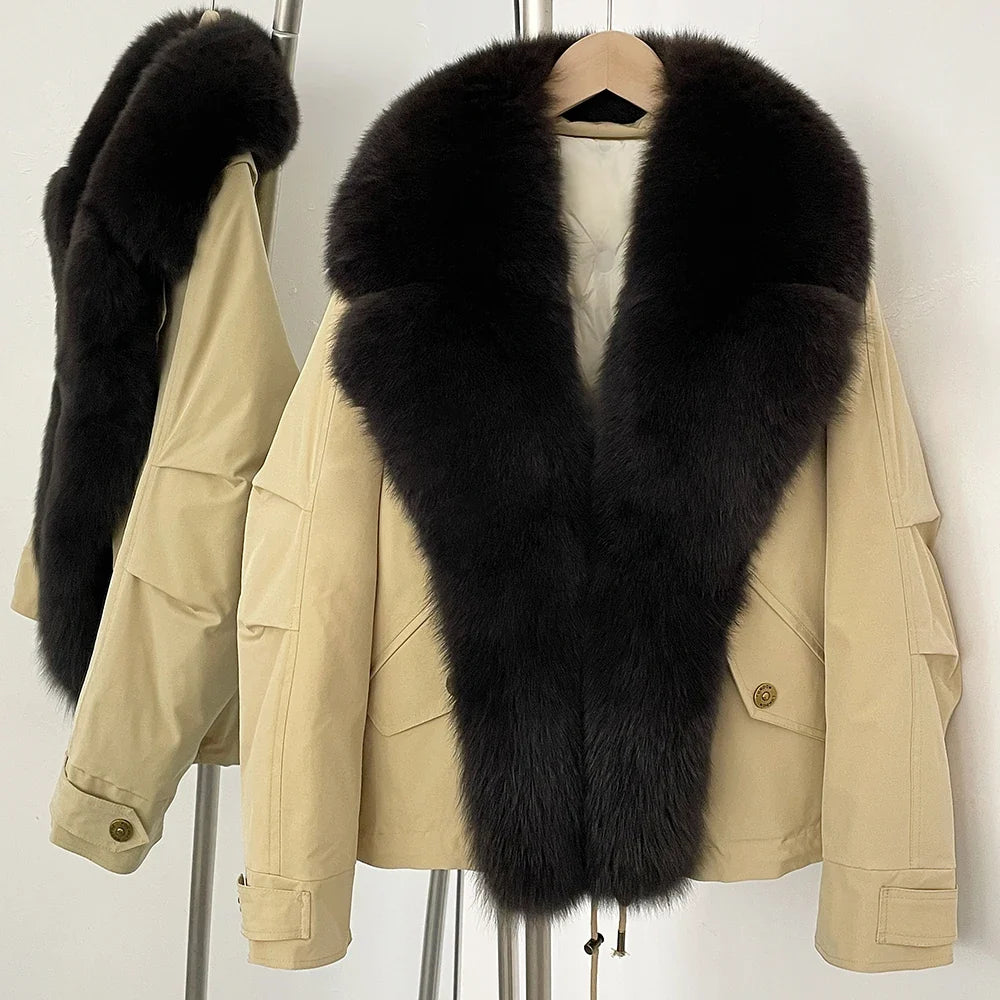 Down Jacket Women Real Fox Fur Collar Autumn 2025 Winter White Duck Down Coat Warm Puffer Jacket Female Waterproof  Feathers LadyShow.Store