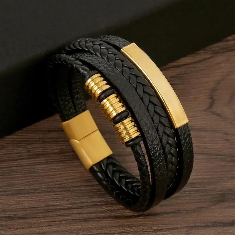 Classic Men's Leather Bracelet New Style Hand-woven Multi-layer Combination Accessory Fashion Man Jewelry Wholesale Dropshipping Pi-Mart