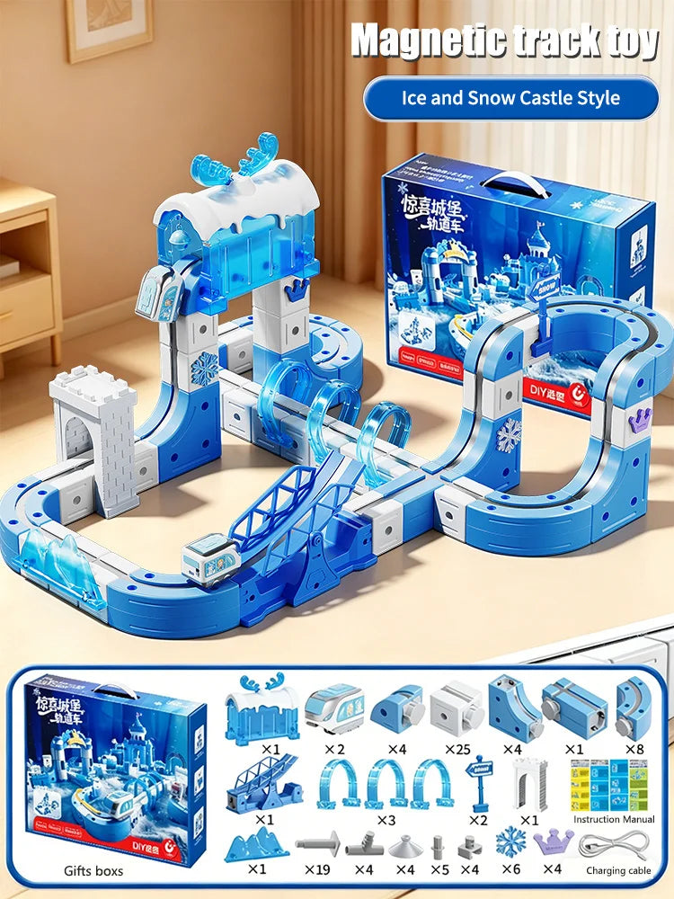 Magnetic Train Toy For Boys Track 1:64 Electric Rail DIY Magic Vehicle Model Toys Education 3 Years Children Gifts Pi-Mart