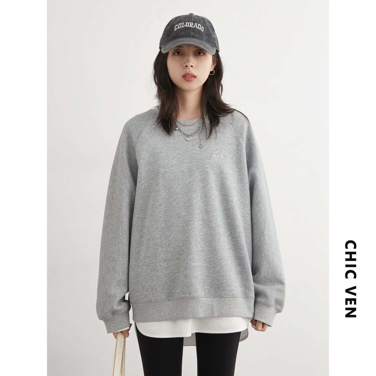 CHIC VEN Women Sweatshirts Loose Casual New O Neck Raglan Sleeves Long Sleeved Female Tops Pullover Spring Autumn 2025 LadyShow.Store
