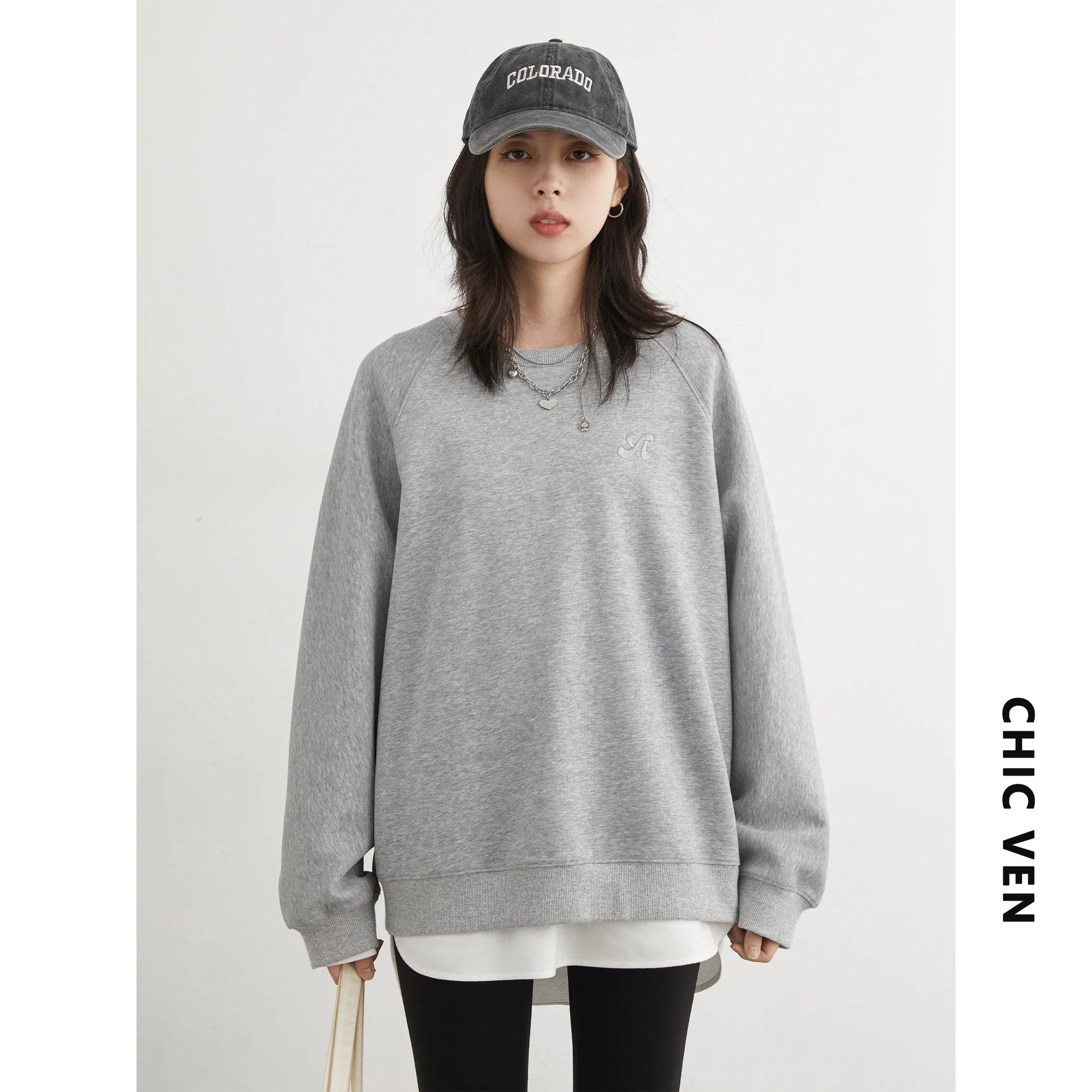 CHIC VEN Women Sweatshirts Loose Casual New O Neck Raglan Sleeves Long Sleeved Female Tops Pullover Spring Autumn 2025 LadyShow.Store