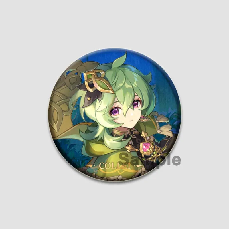 Genshin Impact Game Brooches 58mm Round Button Pins for Backpack Jackets Jewelry Cartoon Cosplay Badge Hutao Zhongli Xiao Badges Pi-Mart