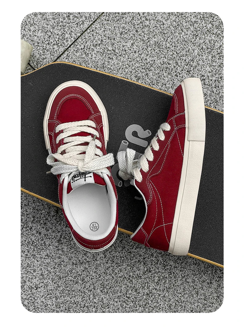 Mens Cowboy canvas Shoes Breathable Trend Mens board Shoes Thick Sole Trend Comfortable student Skateboard Trainers Footwear Pi-Mart