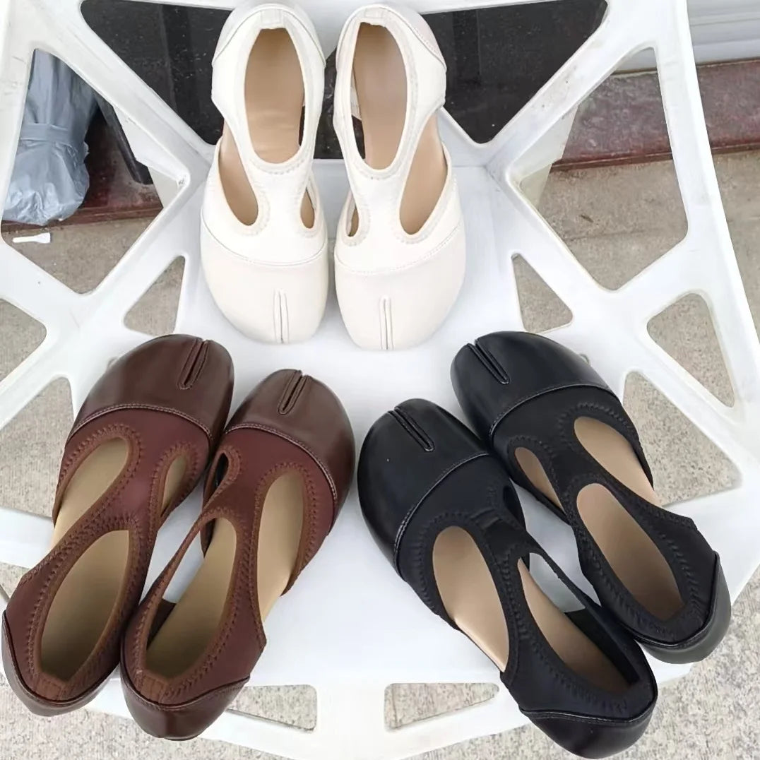 Women Brand Mary Janes Shoes Summer Split Toe Tabi Walking Sneakers Casual Splicing Loafers Designer Ballet Flats Shoes балет Pi-Mart