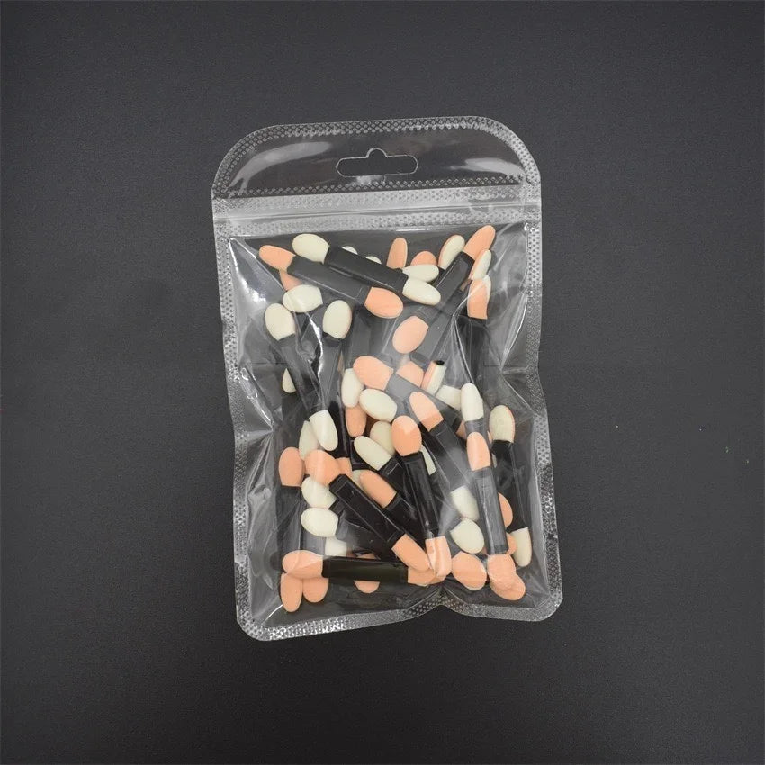 Cuttte 50/100PCS Disposable Dual Sides Eye Shadow Sponge Applicators with Container,  Length Eyeshadow Brushes Makeup Applicator LadyShow.Store
