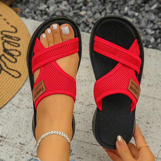 Women Flat Slippers Summer Outdoor Wear Sandals Soft Bottom Lightweight Shoes Women Casual Versatile Beach Slippers Slides Women LadyShow.Store